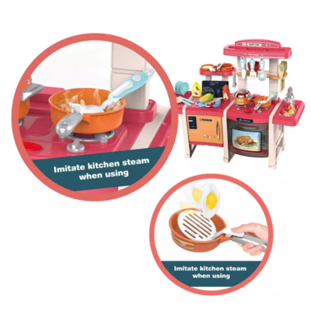 Bucătărie Interactivă pentru Copii cu Efecte Realiste și Set de 45 de Piese