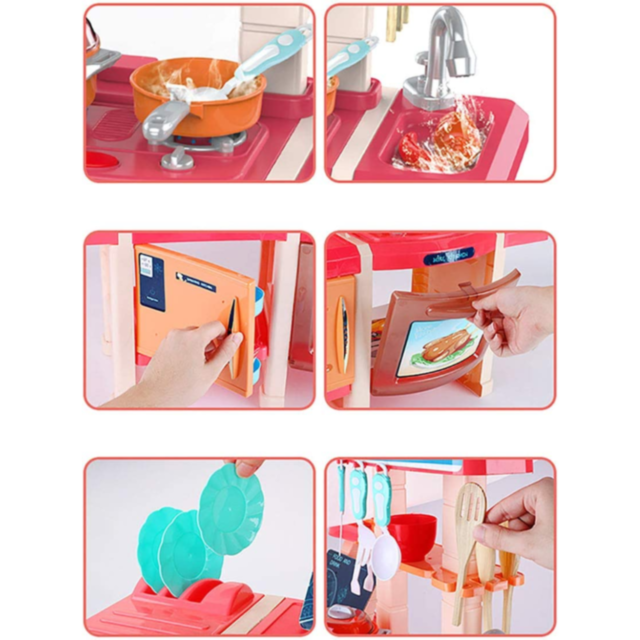 Bucătărie Interactivă pentru Copii cu Efecte Realiste și Set de 45 de Piese