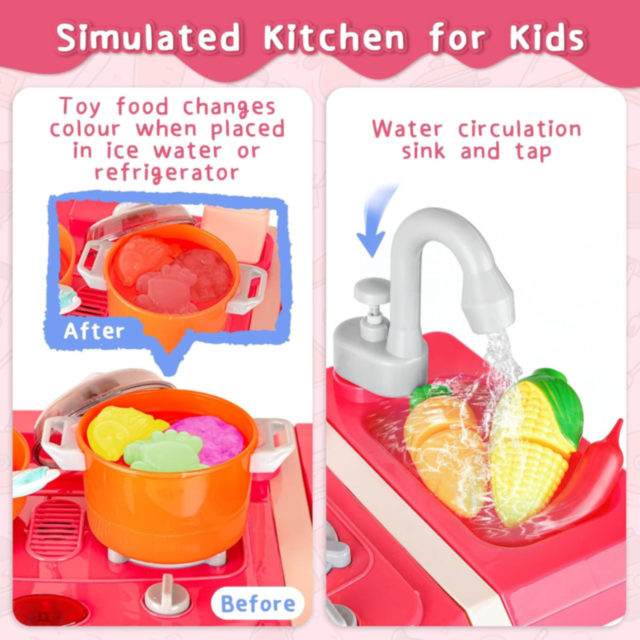 Bucătărie Interactivă pentru Copii cu Efecte Realiste și Set de 45 de Piese