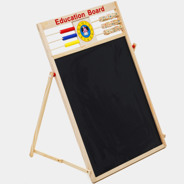 Tablă Educațională din Lemn 2 în 1 cu Abac, Ceas și Magnet