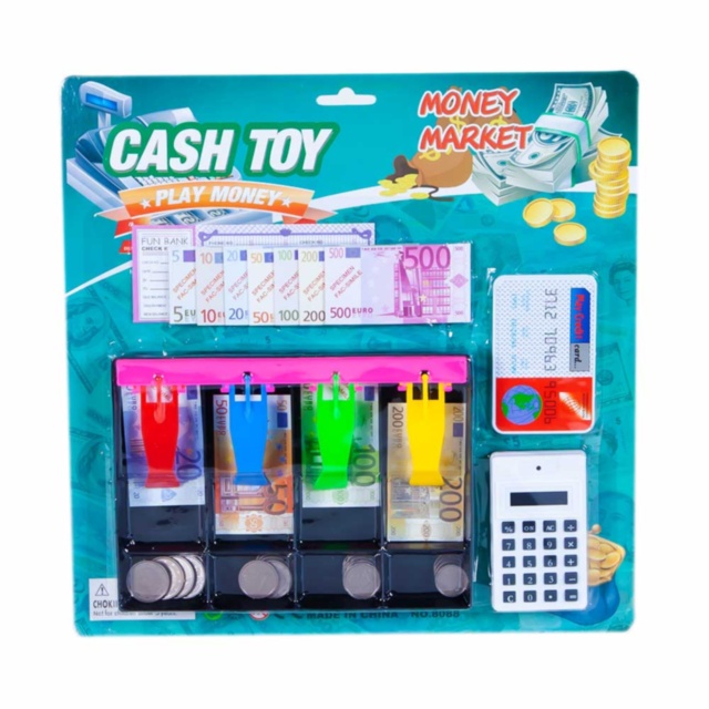 Casă de Marcat cu Bancnote, Monede, Calculator si Card Bancar