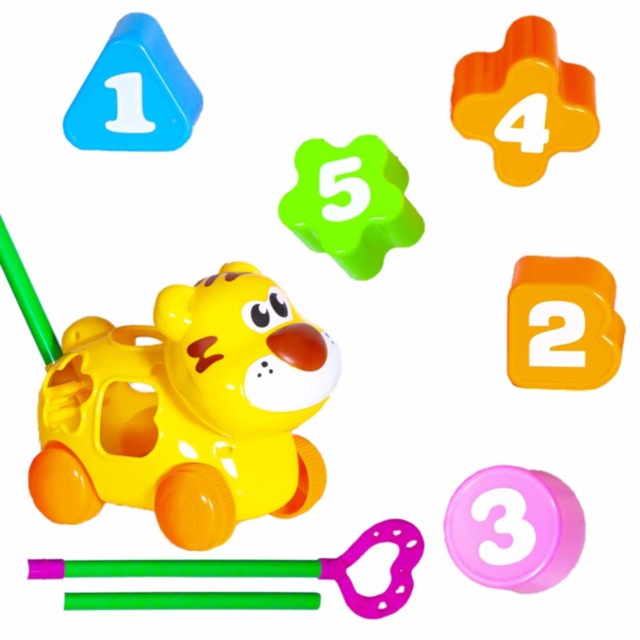 Tigru cu Figuri Geometrice și Băț de Împins