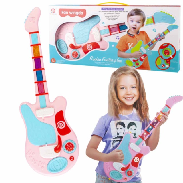 Chitara Electronică Cu Inducție, Melodii, Sunete și Luminițe