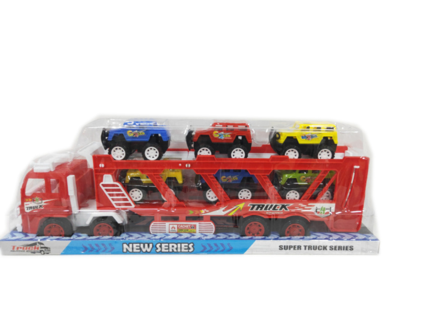 Mega Camion cu Trailer și 6 Mașinuțe, 56cm