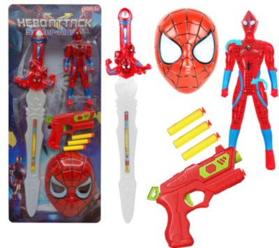 Set Spider Man, Mască, Pistol și Sabia cu Efecte de Sunete și Lumini | image