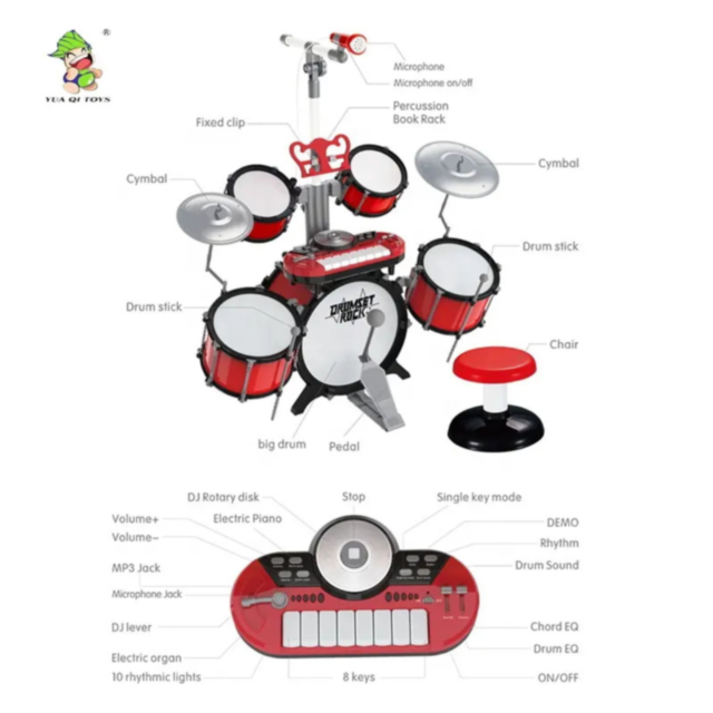 Set de Tobe Electronice cu Microfon și Stand – Joacă și Creativitate pentru Copii