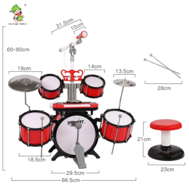 Set de Tobe Electronice cu Microfon și Stand – Joacă și Creativitate pentru Copii