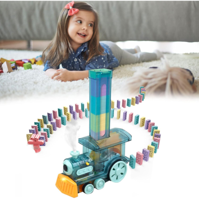 Tren Domino cu Locomotivă cu Aburi și Lumină