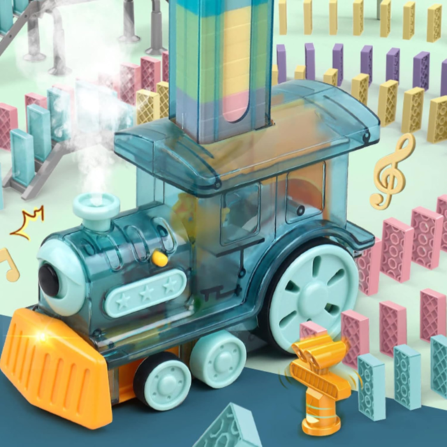 Tren Domino cu Locomotivă cu Aburi și Lumină