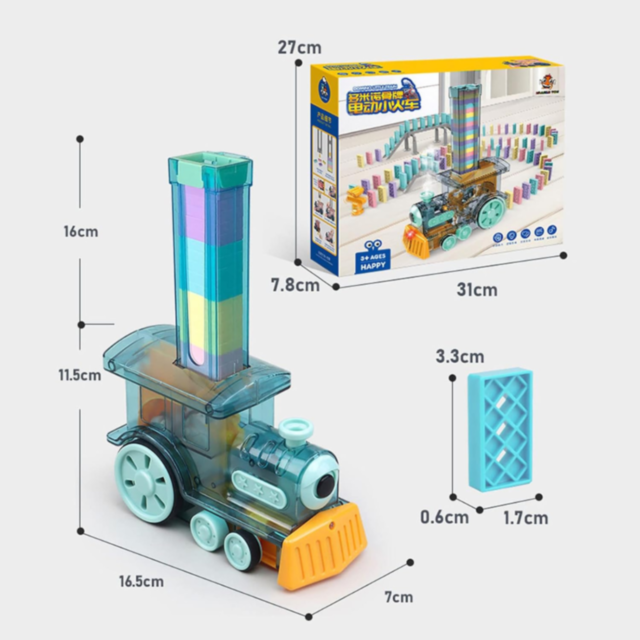 Tren Domino cu Locomotivă cu Aburi și Lumină