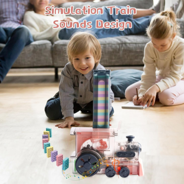 Tren Domino cu Locomotivă cu Aburi și Lumină