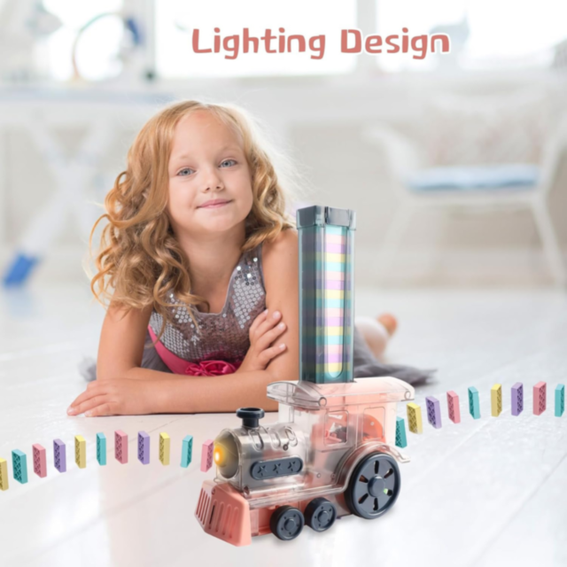 Tren Domino cu Locomotivă cu Aburi și Lumină