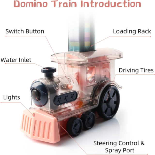 Tren Domino cu Locomotivă cu Aburi și Lumină