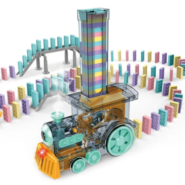 Tren Domino cu Locomotivă cu Aburi și Lumină