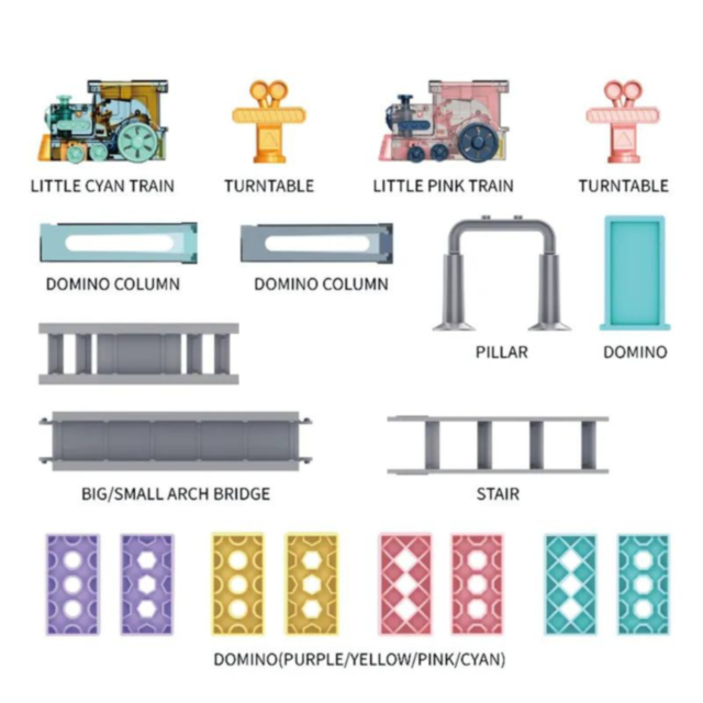 Tren Domino cu Locomotivă cu Aburi și Lumină