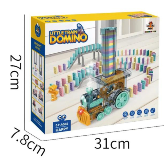 Tren Domino cu Locomotivă cu Aburi și Lumină