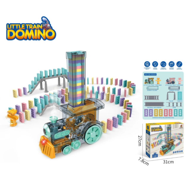 Tren Domino cu Locomotivă cu Aburi și Lumină