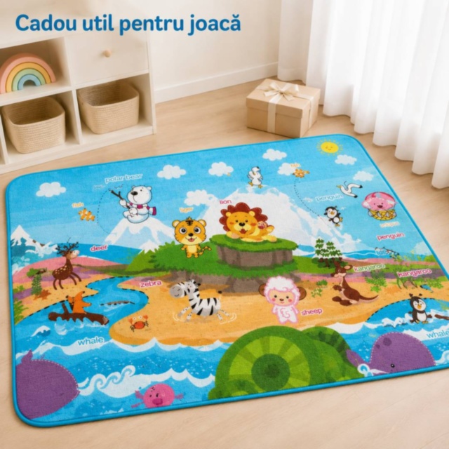 Covor Termic Reversibil pentru Copii cu Litere și Animale