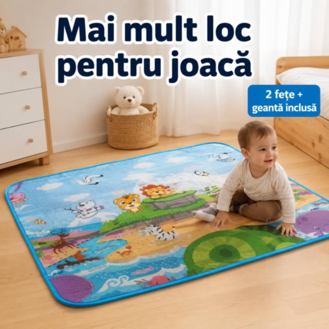 Covor Termic Reversibil pentru Copii cu Litere și Animale