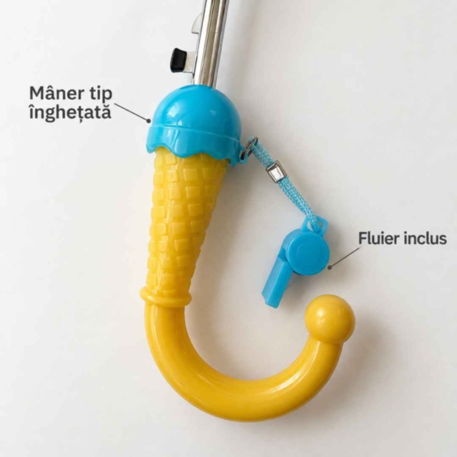 Umbrelă automată pentru copii cu prințesă, unicorni și fluier