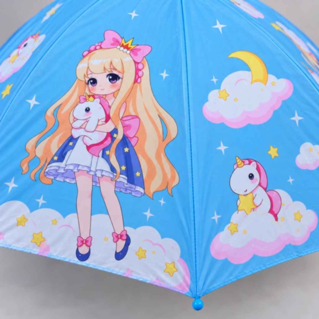 Umbrelă automată pentru copii cu prințesă, unicorni și fluier