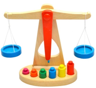 Cântar Balanță din Lemn cu 6 Greutăți | image
