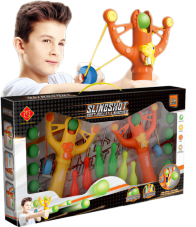 Set 2 Praștii cu 10 Bile și 6 Popice | image