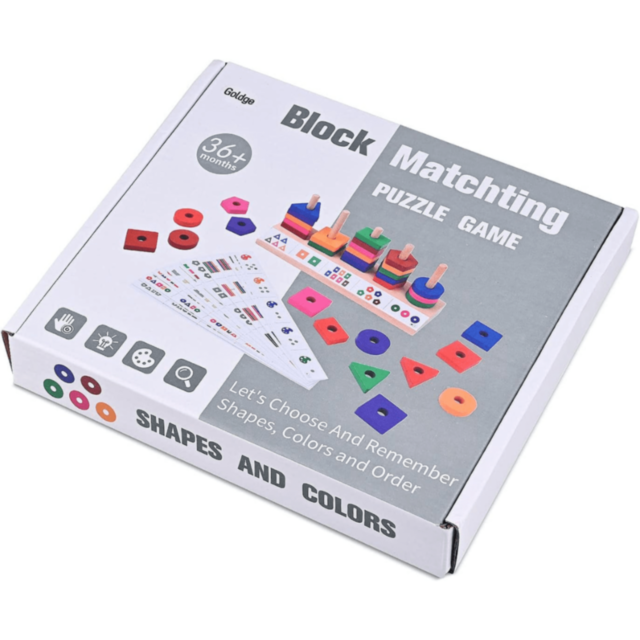 Joc Montessori de Sortare și Potrivire – Forme Geometrice Colorate din Lemn