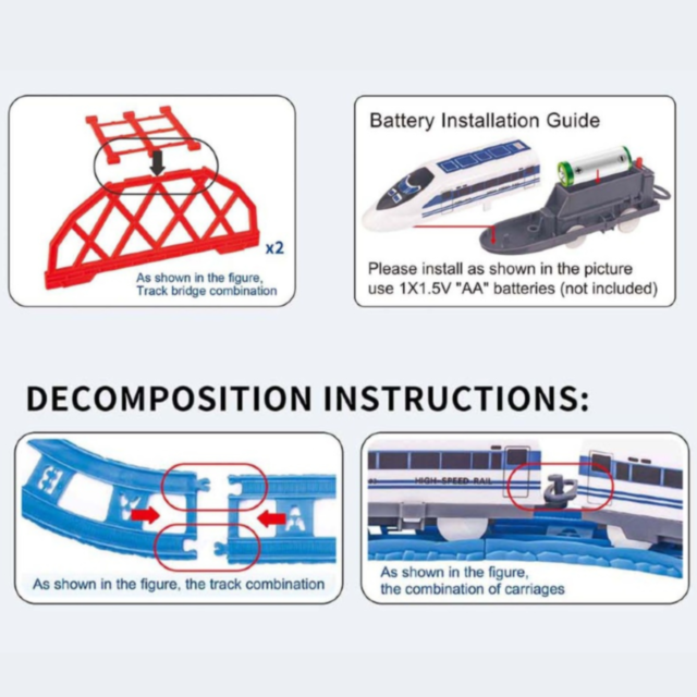 Set Tren Urban City Express cu Șine, Pod și Accesorii (culoare aleatorie)