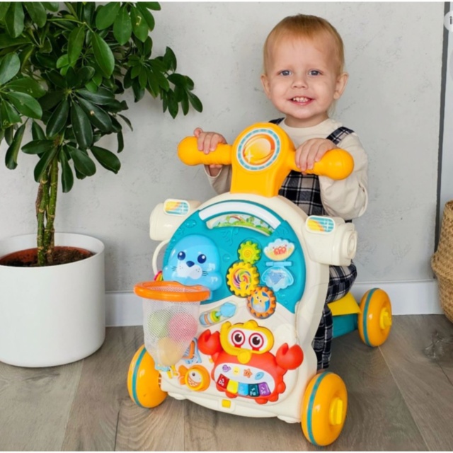 Premergător multifuncțional copii 4 în 1 cu activități (albastru)