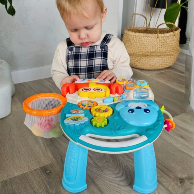 Premergător multifuncțional copii 4 în 1 cu activități (albastru)