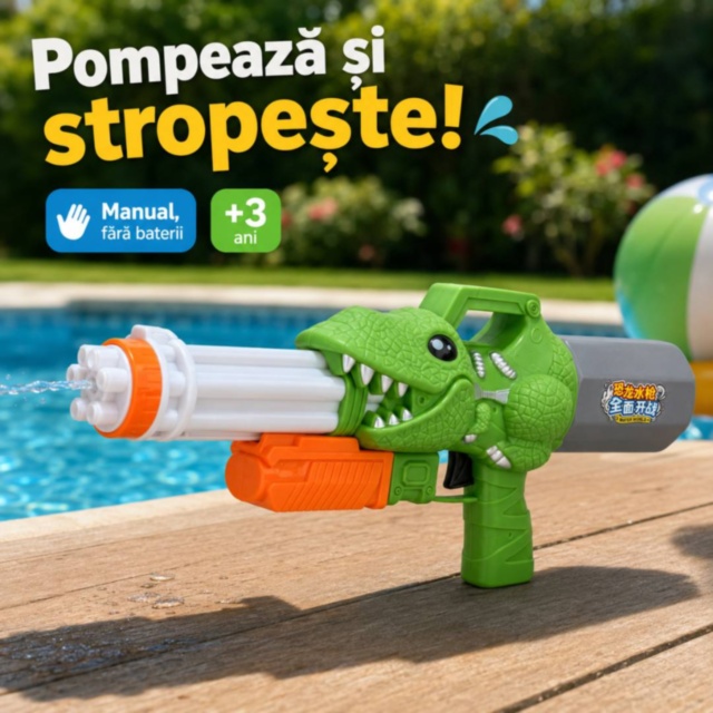 Pistol cu apă dinozaur pentru joacă de vară