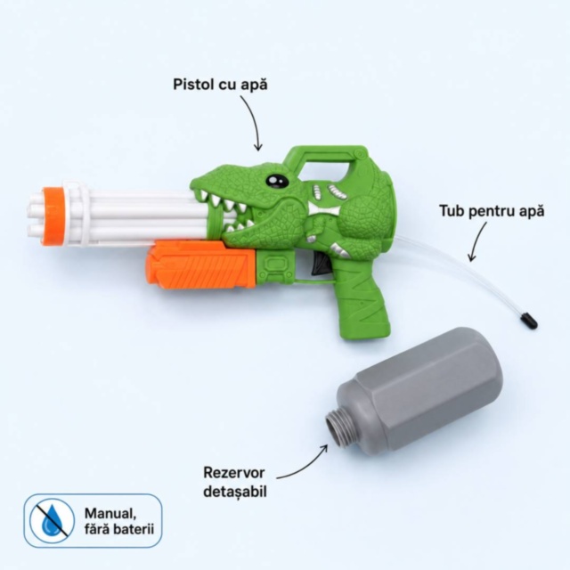 Pistol cu apă dinozaur pentru joacă de vară