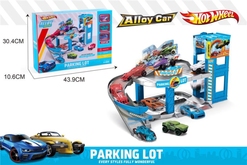 Set Parcare Etajată cu 3 Mașinuțe de Metal