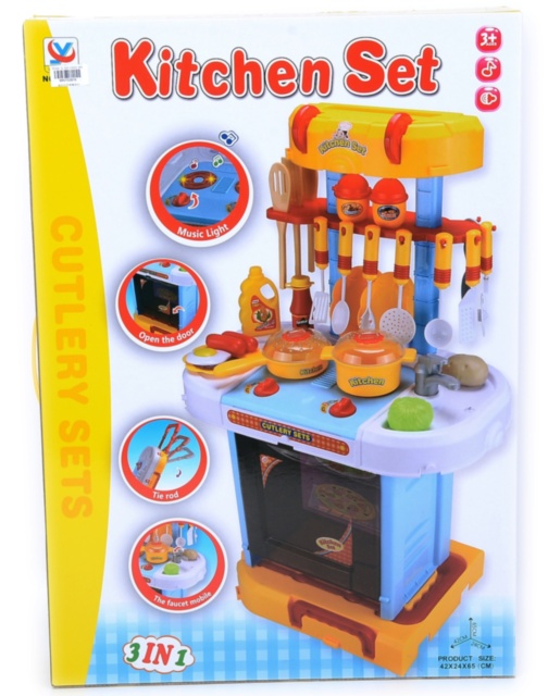 Mega Bucătărie Interactivă cu Aragaz, Cuptor, Tacâmuri, Produse Alimentare, 42x24x65cm