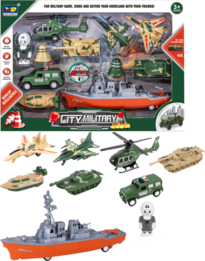 Set Vehicule Militare, Corabie, Avioane, Elicoptere, Tancuri și Mașină | image