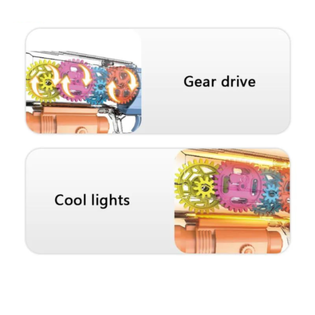 Pistol Jucărie Transparent cu Lumini - „Colorful Gear Gun”