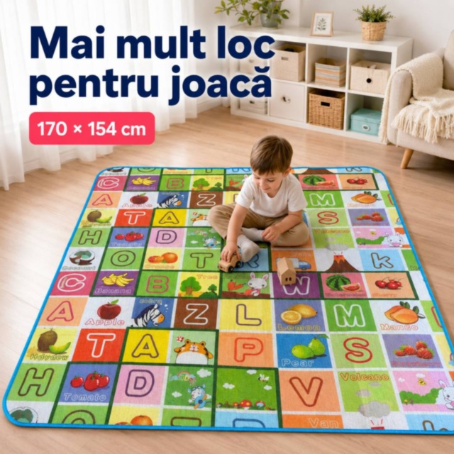 Covor termic mare reversibil pentru copii, cu geantă inclusă