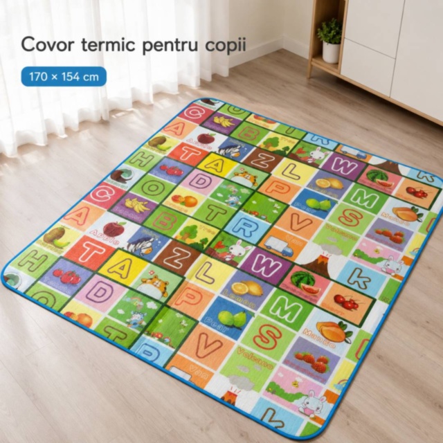 Covor termic mare reversibil pentru copii, cu geantă inclusă