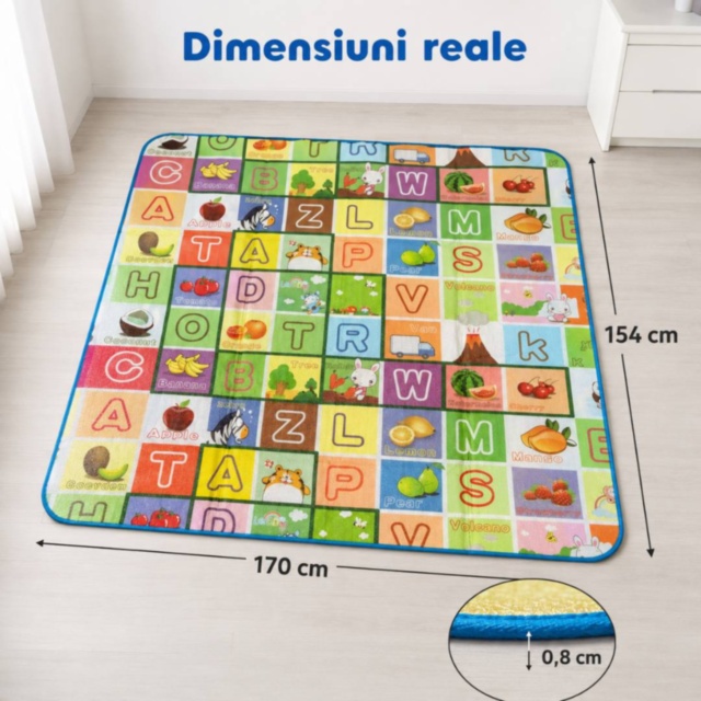 Covor termic mare reversibil pentru copii, cu geantă inclusă