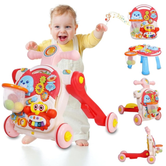 Premergător multifuncțional copii 4 în 1 cu activități (roșu)