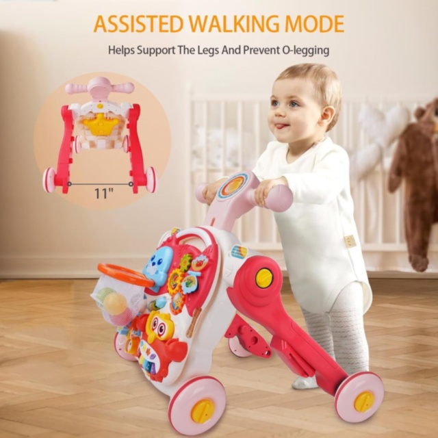 Premergător multifuncțional copii 4 în 1 cu activități (roșu)