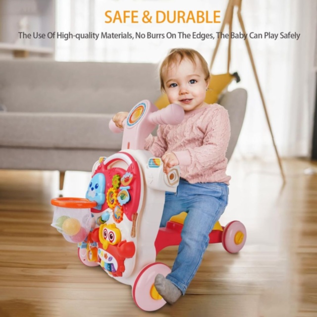 Premergător multifuncțional copii 4 în 1 cu activități (roșu)