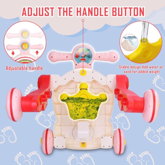 Premergător multifuncțional copii 4 în 1 cu activități (roșu)