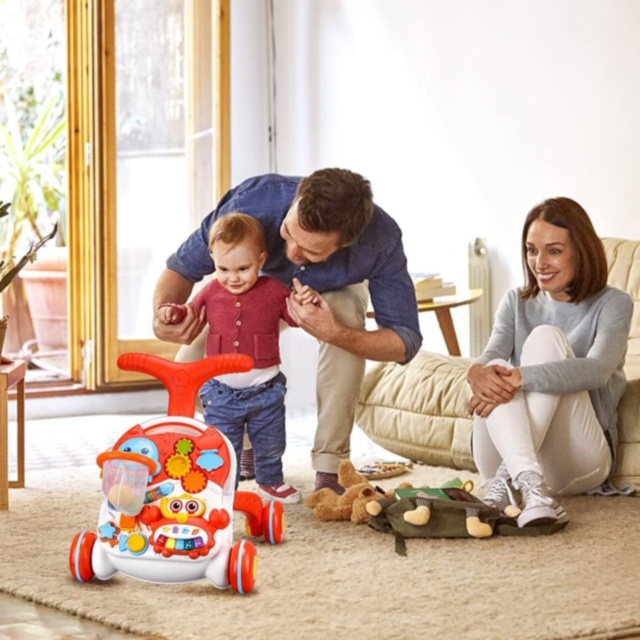 Premergător multifuncțional copii 4 în 1 cu activități (roșu)