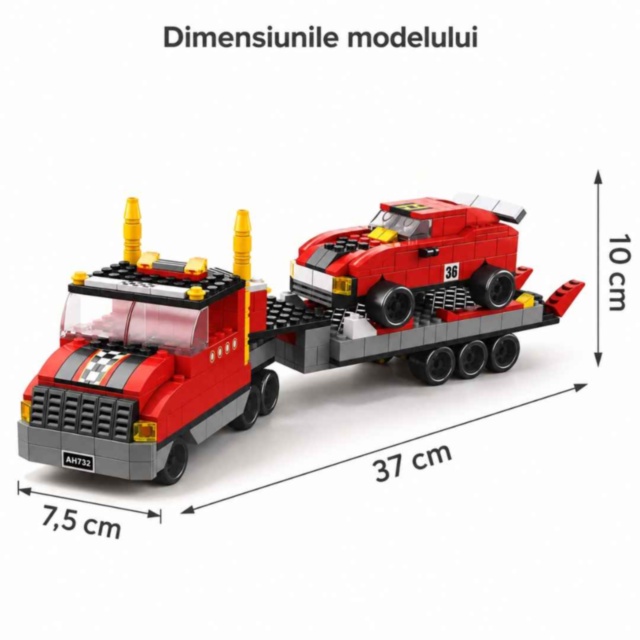 Set construcție camion transportor 1000 piese 6 în 1