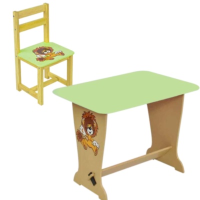 Măsuță cu Scăunel de Lemn, Verde, Leu | image