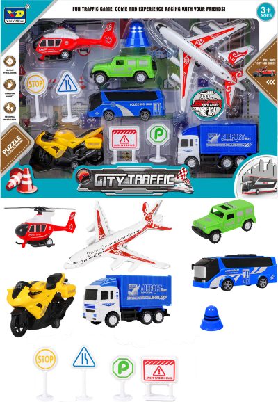 Set Aeroport cu Vehicule și Semne de Circulație | image