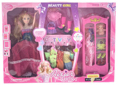 Păpușă cu Rochie de Seară și Garderobă cu Accesorii | image