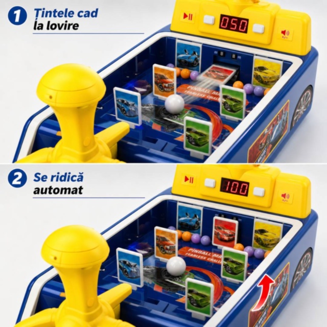 Joc Pinball Interactiv cu Lumini, Sunete și Scor Digital